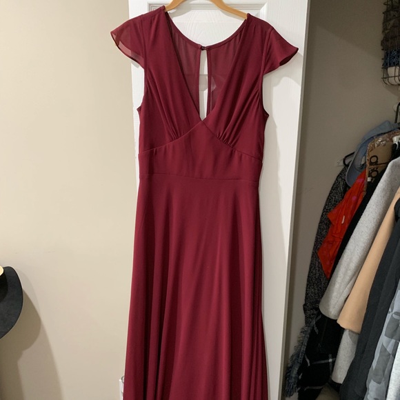 Maxi Burgundy Party Dress - Picture 1 of 4